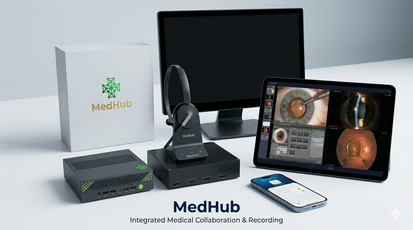 MedHub Hardware: Mini-PC, Capture-Hub, Headset, Tablet und Smartphone